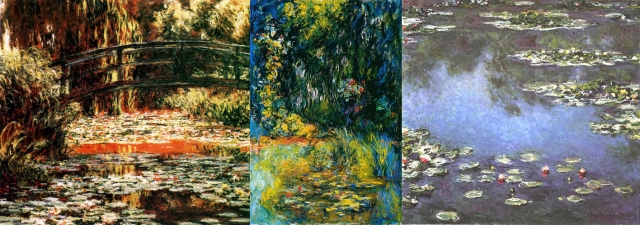 Three of Claude Monet's Waterlillies oil paintings